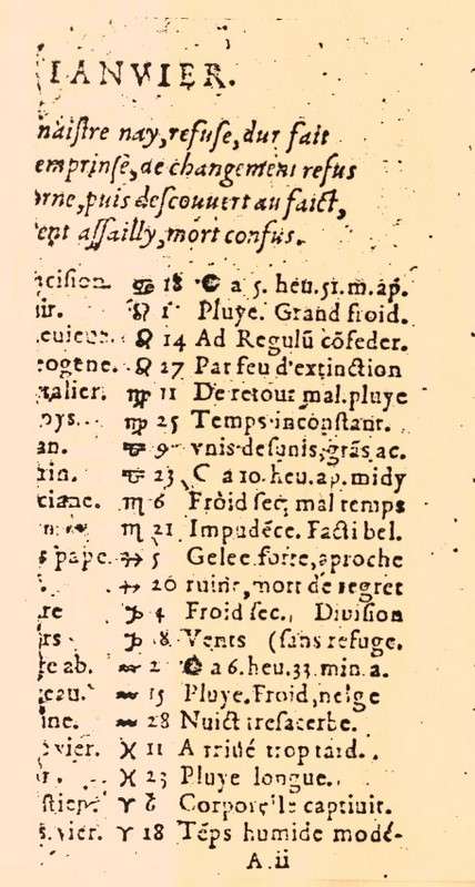 Almanach pour l'an 1561, Lenoir