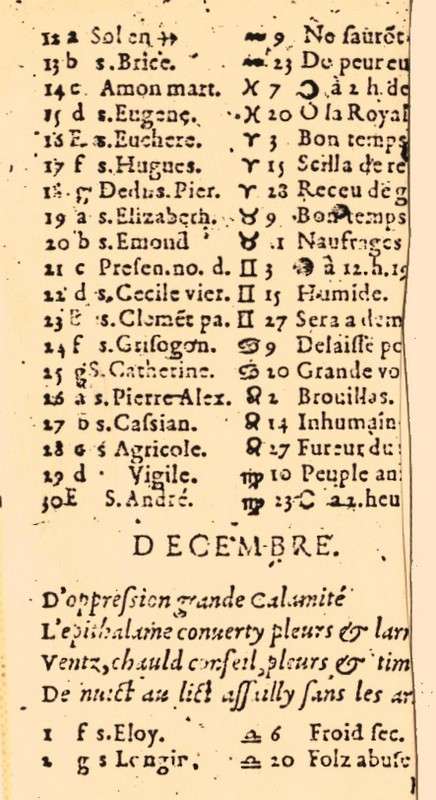 Almanach pour l'an 1561, Lenoir