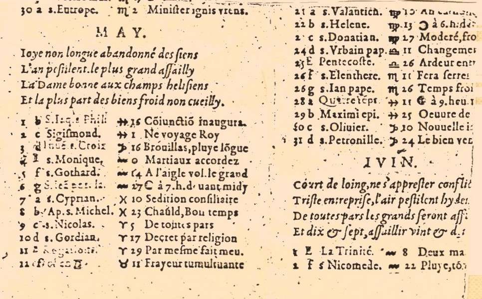 Almanach pour l'an 1561, Lenoir