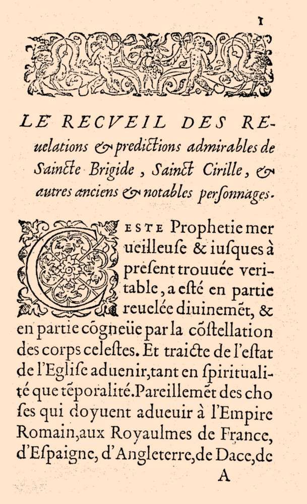 Recueil des Propheties et Revelations, 1561