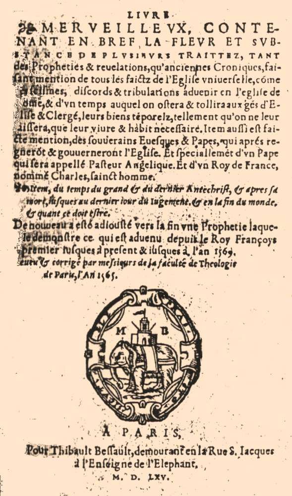 Livre merveilleux, Thibaut Bessault, 1565