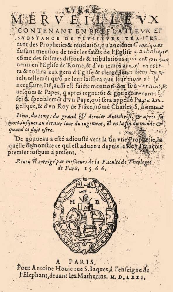 Livre merveilleux, 1571