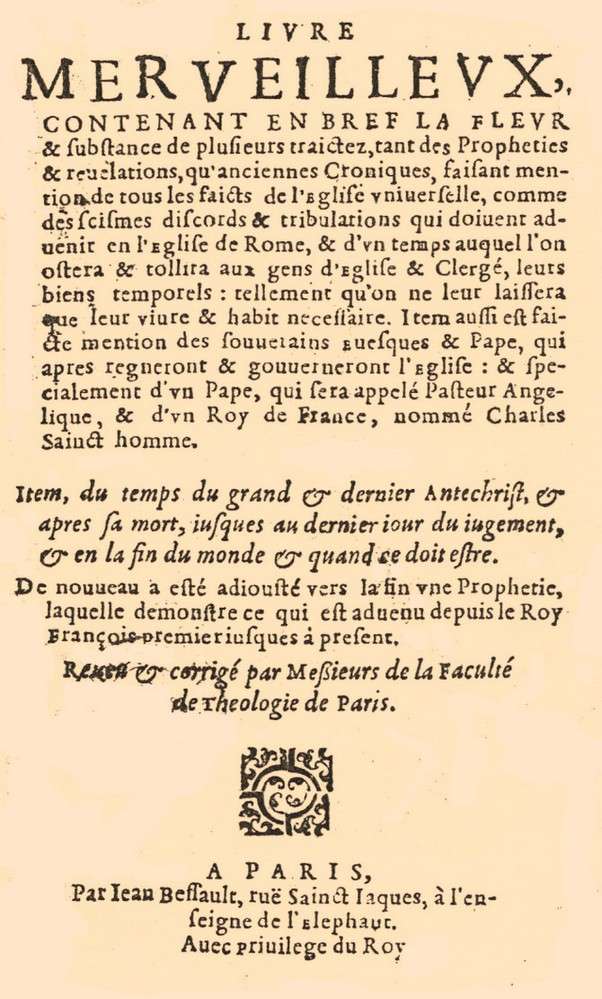 Livre merveilleux, 1588
