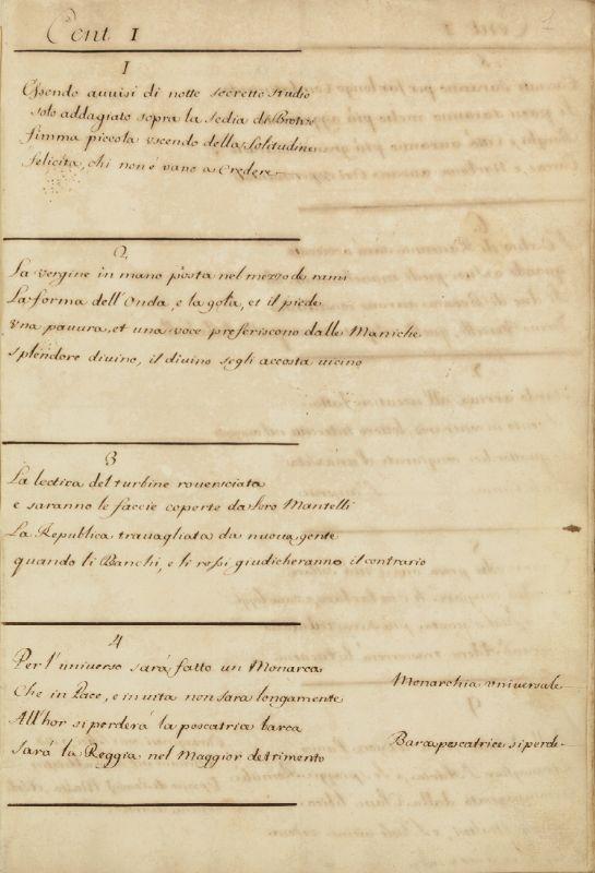 Raccolta di testi profetici, PH Gonnelli, traduction italienne des quatrains I 1  4