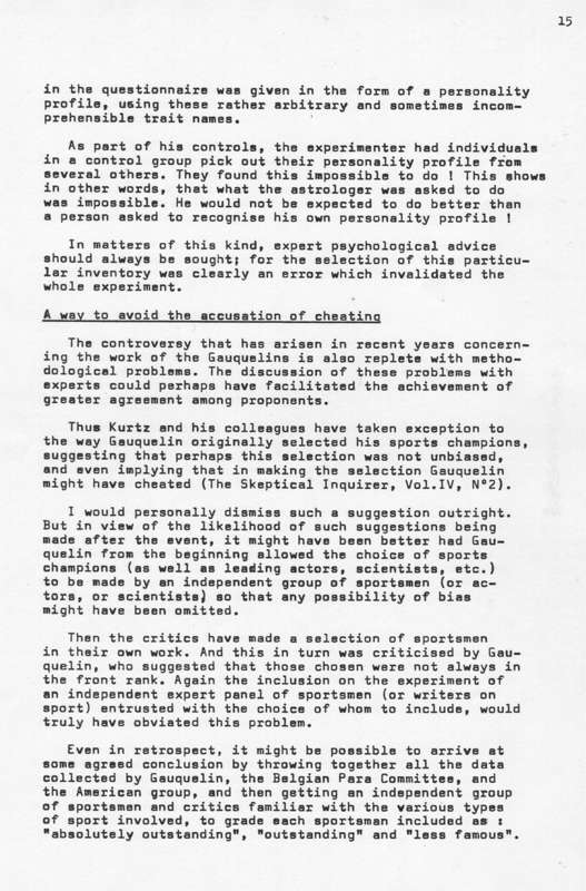 Hans Eysenck, Methodological Errors by Critics of Astrological Claims, APP 1.4, 1983