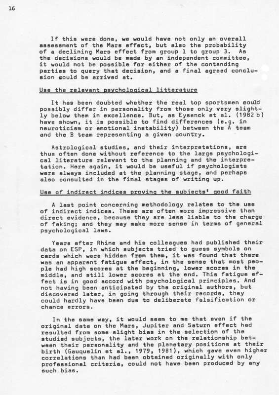 Hans Eysenck, Methodological Errors by Critics of Astrological Claims, APP 1.4, 1983