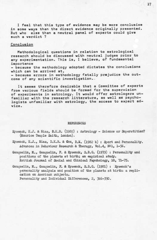Hans Eysenck, Methodological Errors by Critics of Astrological Claims, APP 1.4, 1983