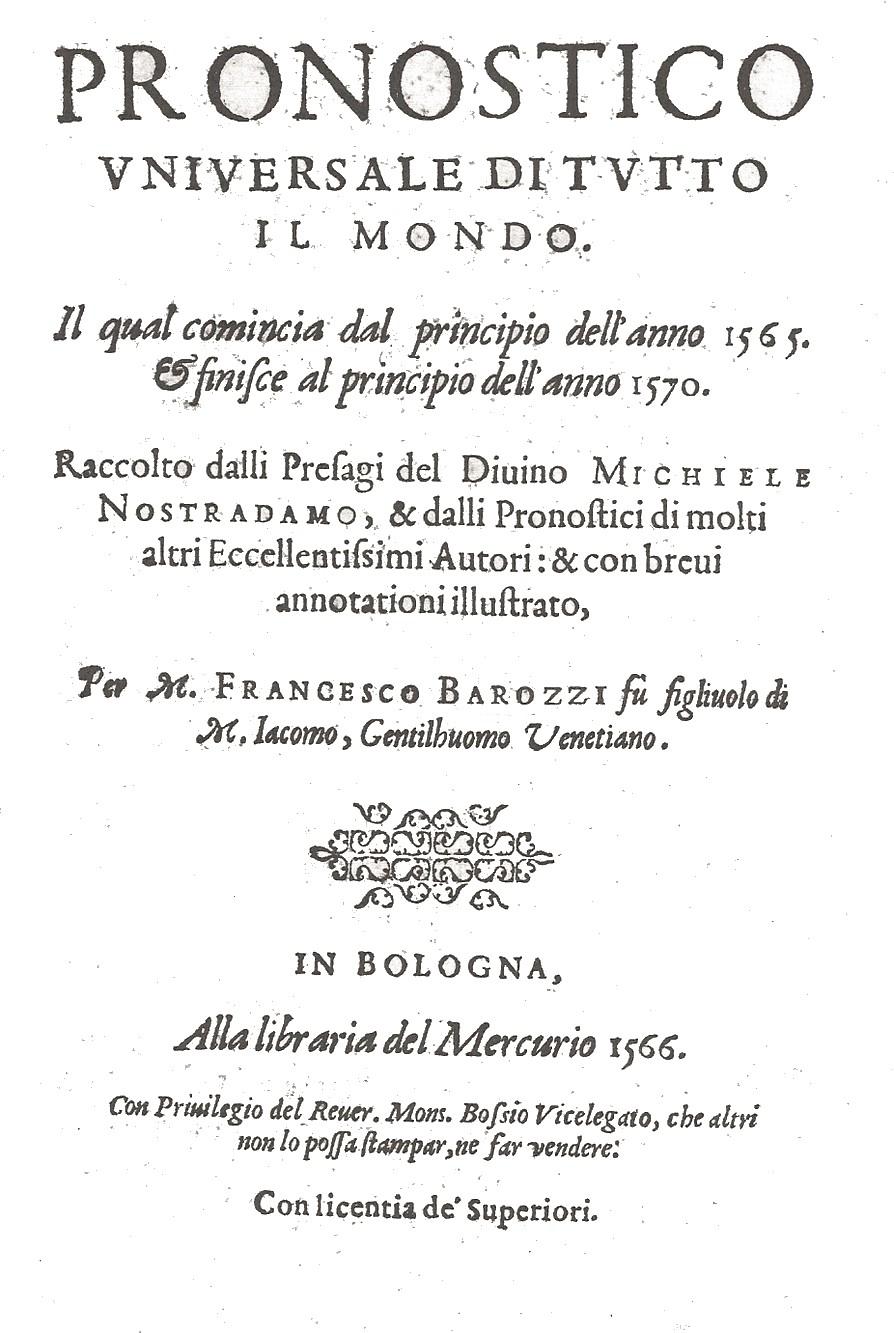 Barozzi, Pronostico universale di tutto il Mondo
