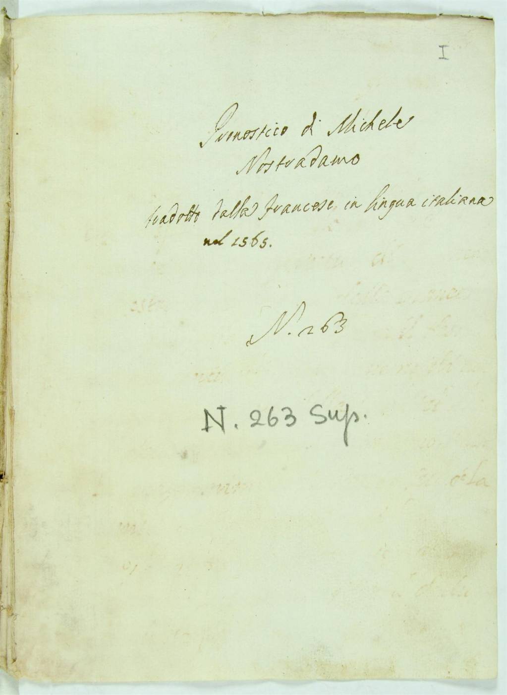 Batta, Pronostico tradotto nel 1565, p.1