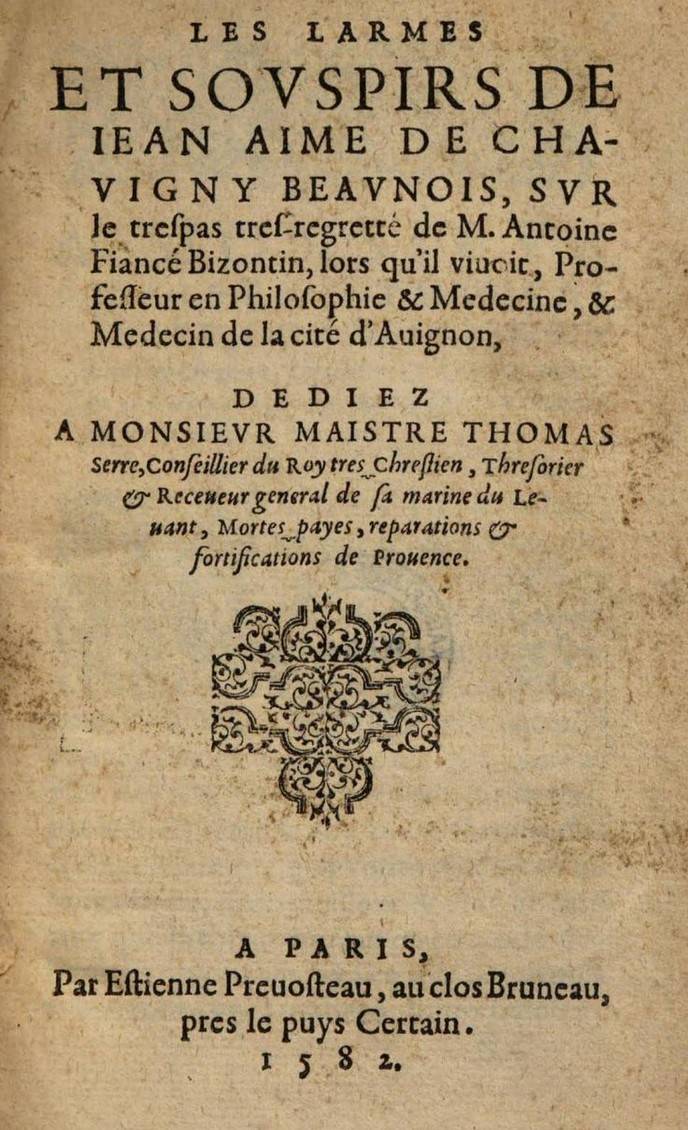 Larmes et Souspirs, 1582