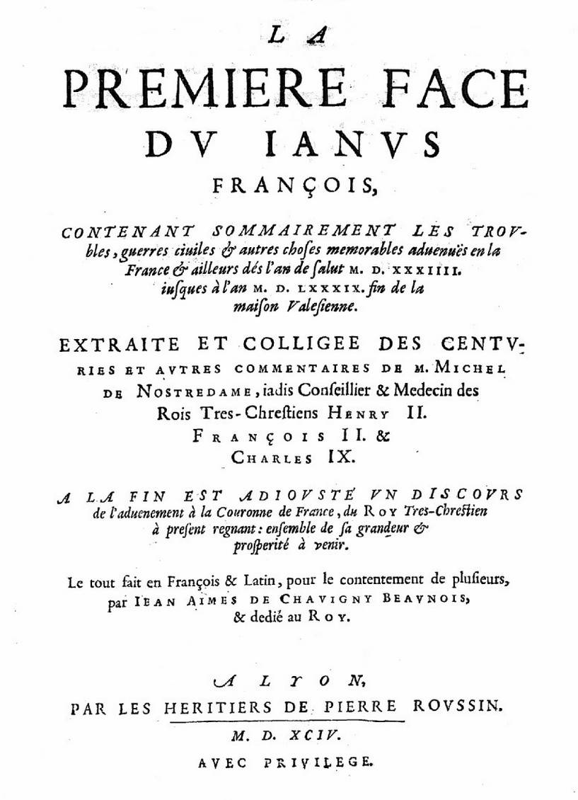 La premiere Face du Janus Franois, 1594