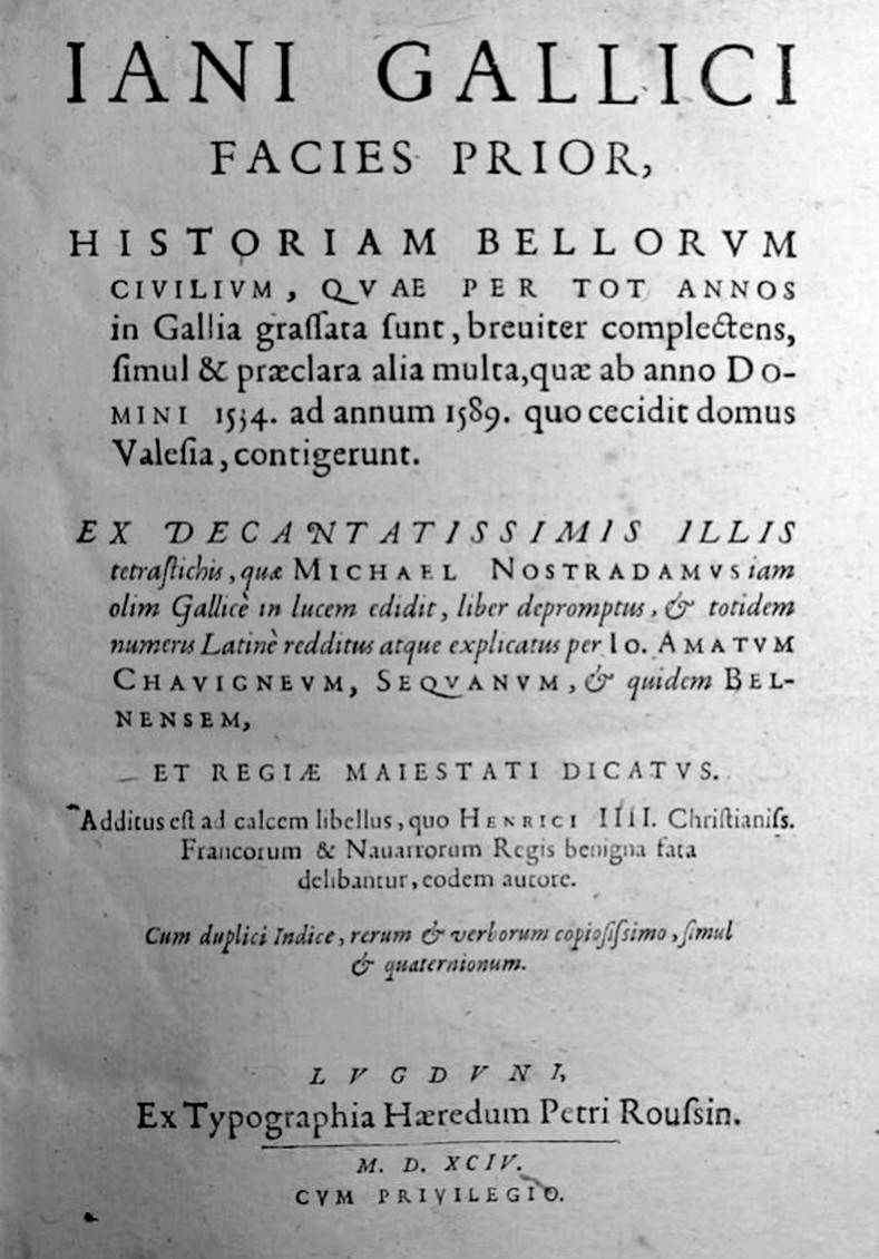 Iani Gallici Facies Prior, 1594