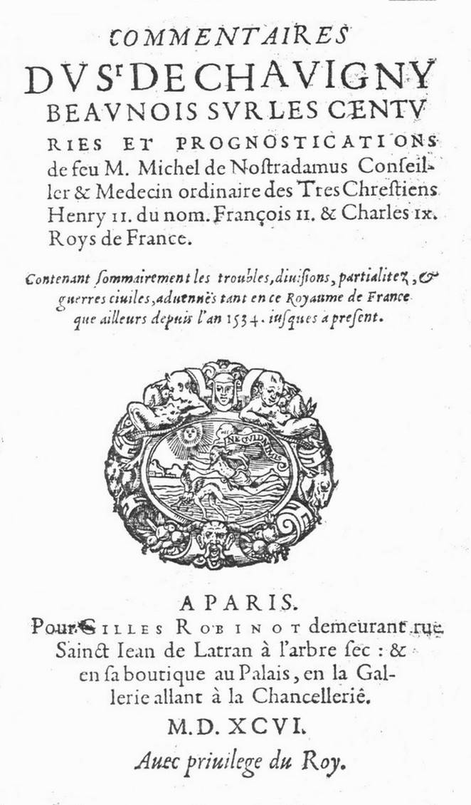 Commentaires sur les Centuries et Prognostications, 1596, Robinot