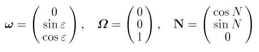 Coordinates of omega, Omega and N